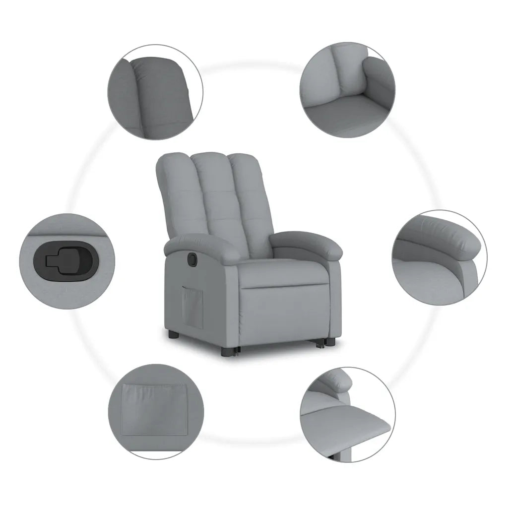 Poltrona | Sedia Relax Alzapersona Reclinabile Grigio Chiaro in Tessuto