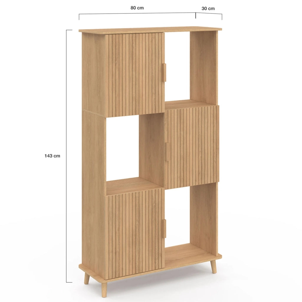 IDMarket - 6 ripiani JULIETTE con doghe in legno color rovere e armadietto