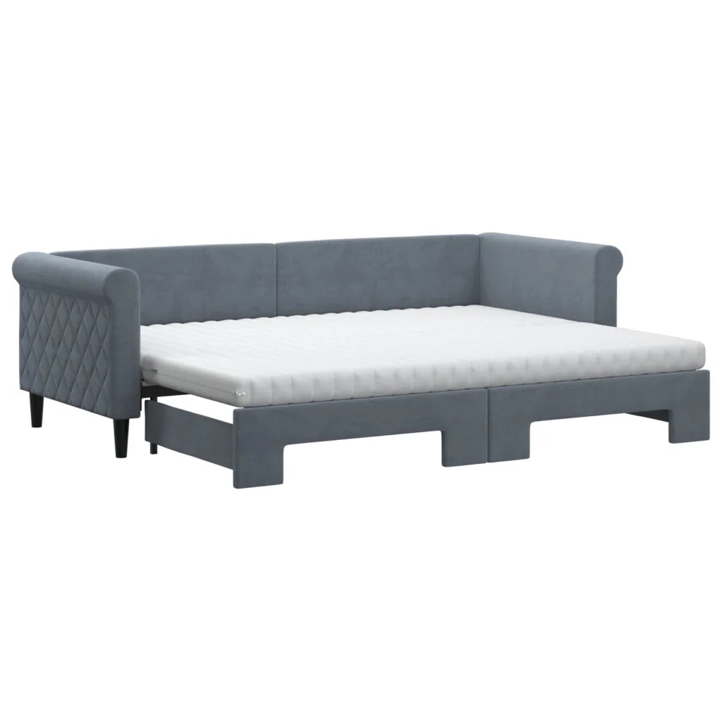 vidaXL Divano Letto Estraibile Materassi Grigio Scuro 80x200cm Velluto