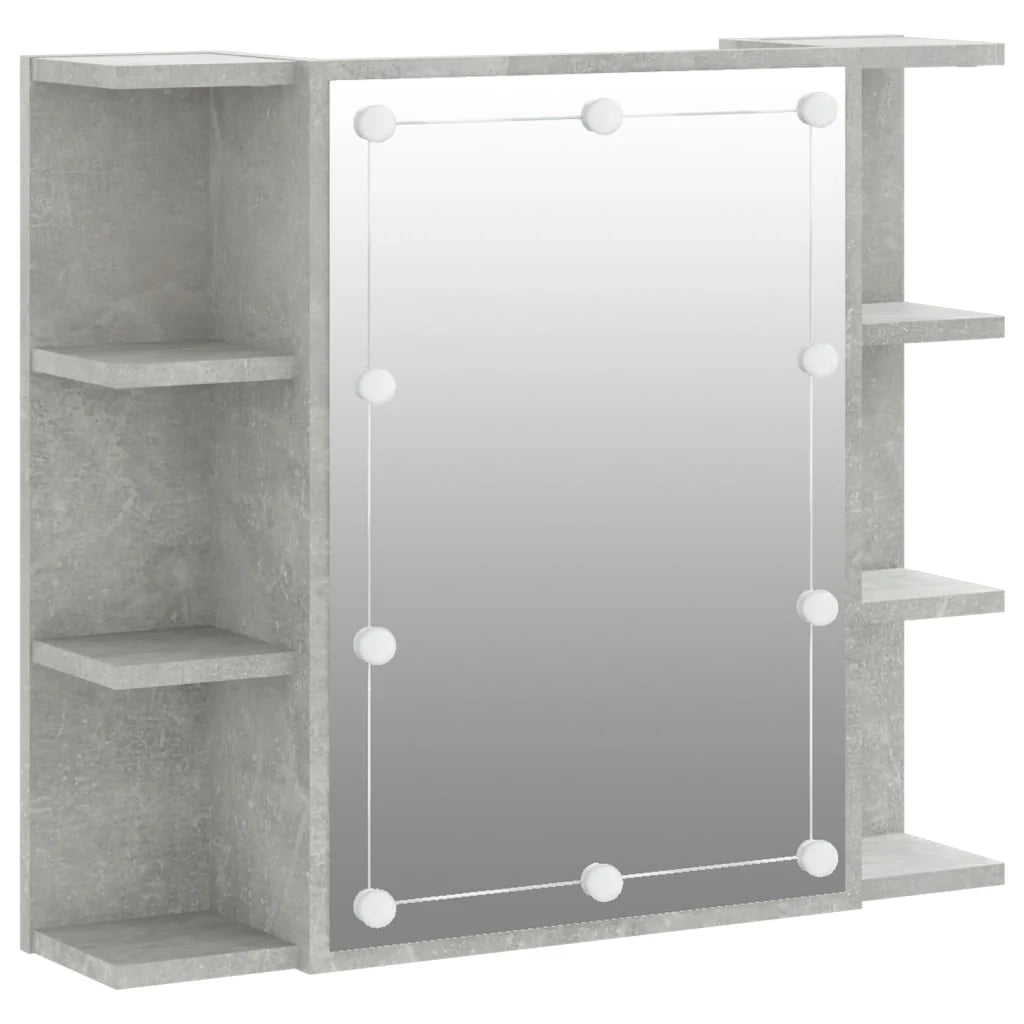 Armadio a specchio con illuminazione a LED 70 x 16,5 x 60 cm grigio 02_0006674