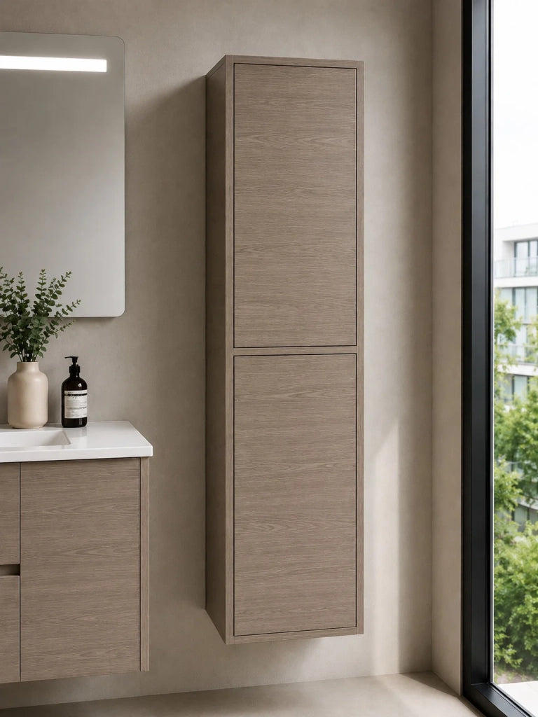 Mobile bagno con lavabo ORIGENBATH SAMOS senza specchio 90x45 cm rovere smoky con colonna