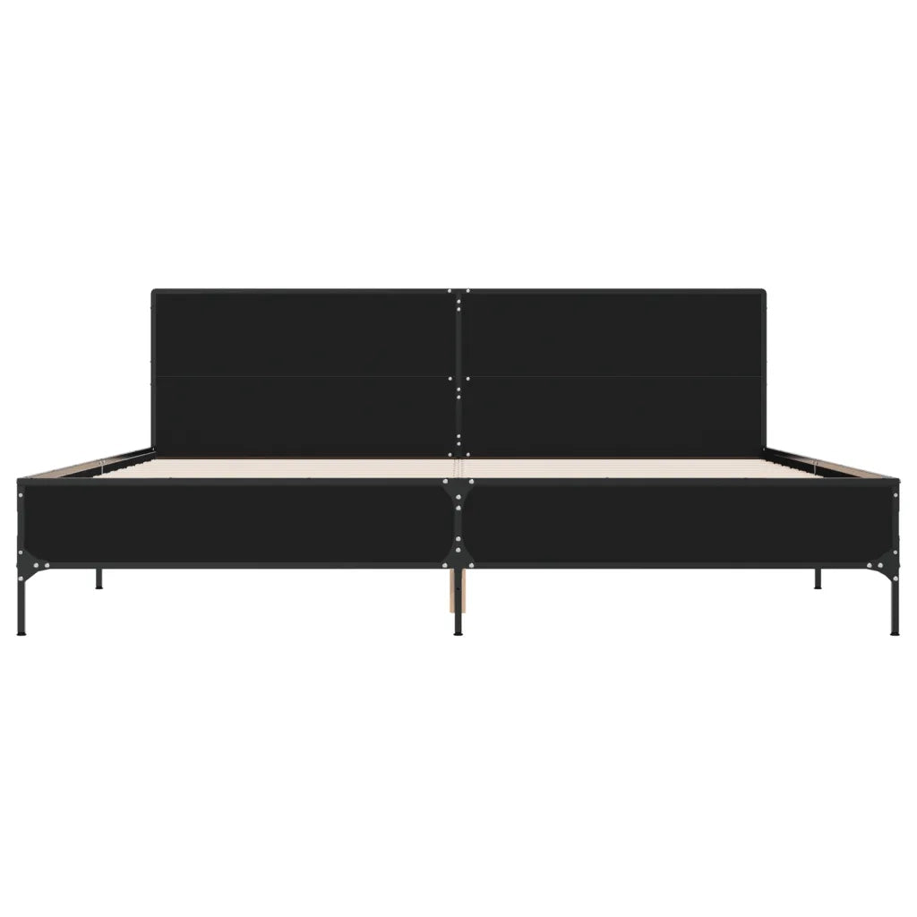 Giroletto Nero 200x200 cm in Legno Multistrato e Metallo 3280017