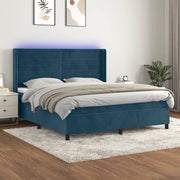Letto a Molle con Materasso e LED Blu Scuro 180x200 cm 3139641