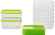 Contenitori per congelatore rettangolari alti 14 x 95 x 62 cm - set da 8 - 0,5 litri - coperchi verdi - qualità austriaca di contenitori per congelatore