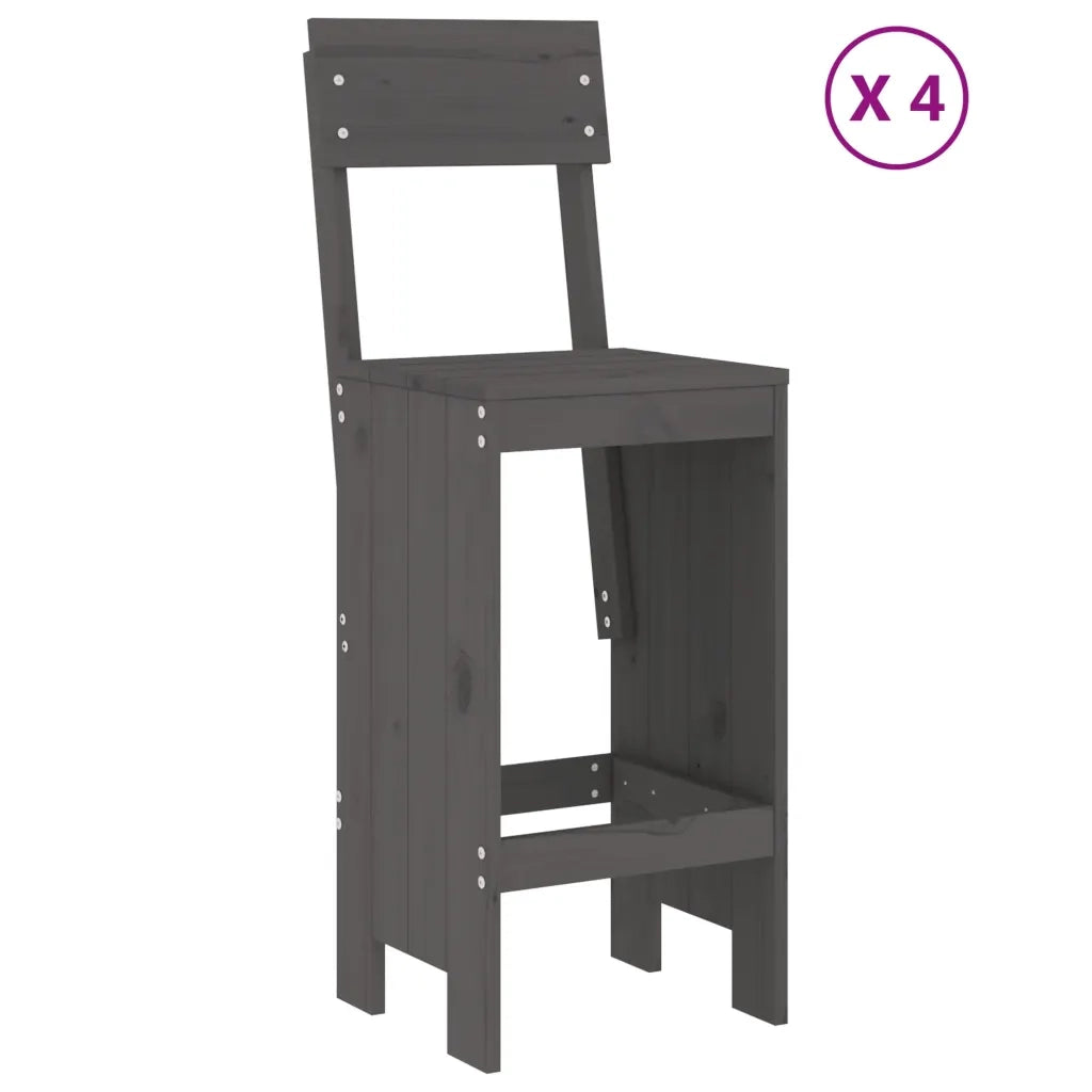 Set Bar da Giardino 5 pz Grigio in Legno Massello di Pinocod mxl 107643