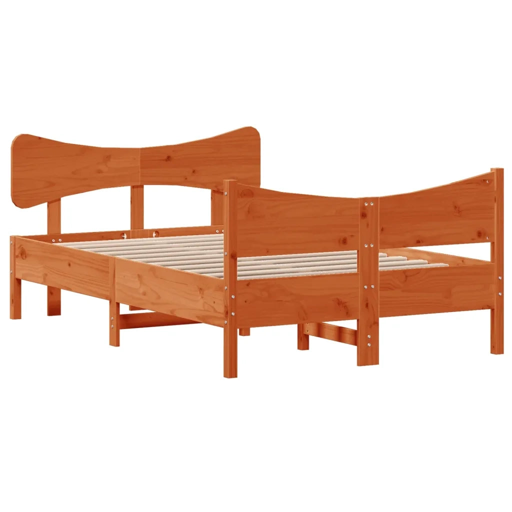 Letto senza Materasso Marrone Cera 120x190 cm in Legno di Pino 3216401