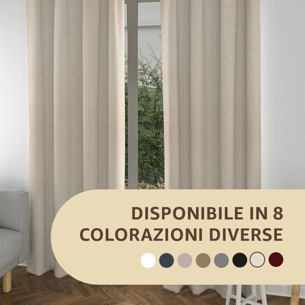 Tende per Interni Camera da Letto e Soggiorno Con Anelli - 140x280cm - 2 Pezzi Colore: PERLA