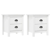 Comodini Hill Bianchi 2 pz 46x35x49,5 cm Legno Massello di Pino cod mxl 38756