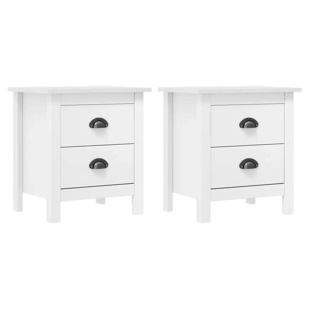 Comodini Hill Bianchi 2 pz 46x35x49,5 cm Legno Massello di Pino cod mxl 38756