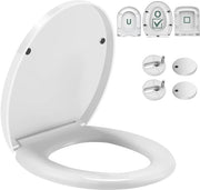 Duroplast Toiletdeksel Soft Close con Funzione Antibatterica, Rimovibile con Forma Ovale, Supporto per WC con Serrature Regolabili