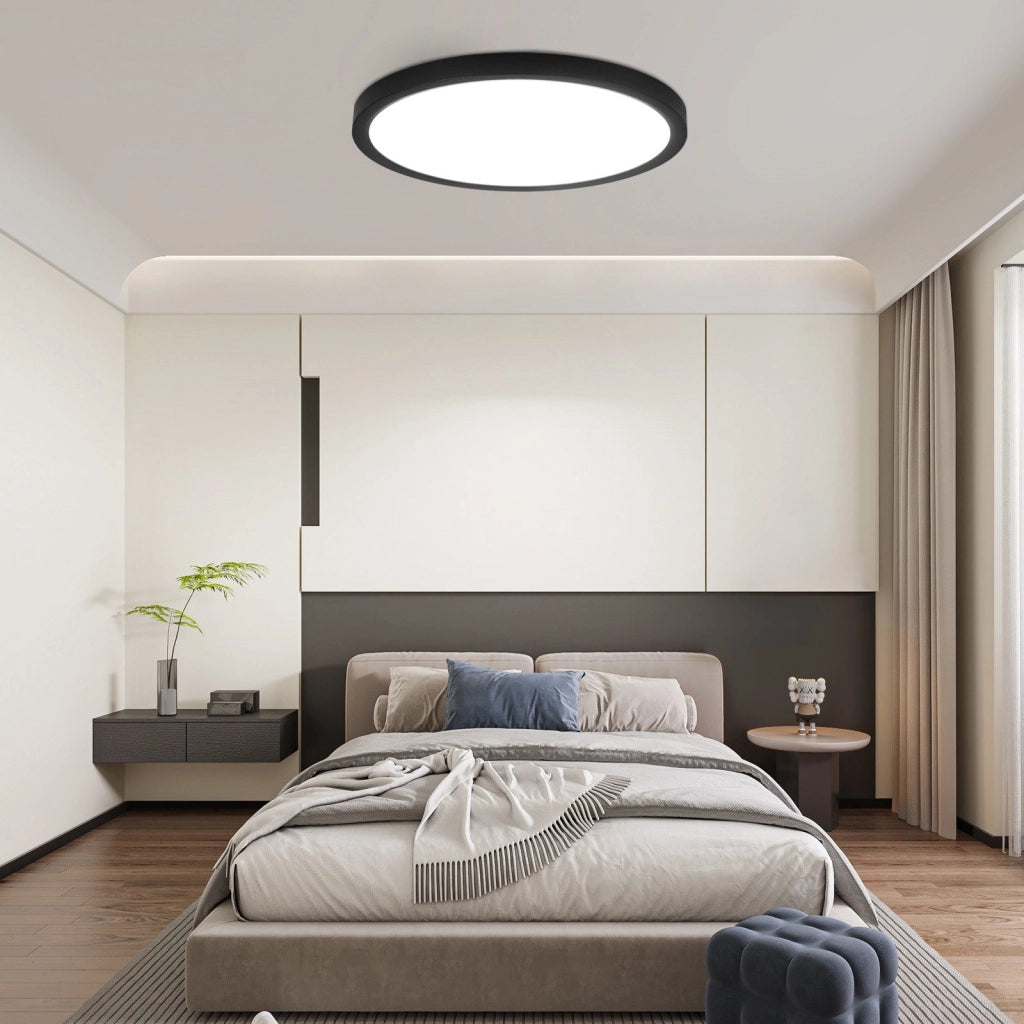 ZMH Lampada da soffitto LED piano 30 cm 24W nero 6000K moderna per cucina corridoio camera letto