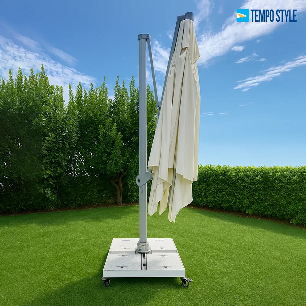 Tempo Style - Base ombrellone a piastra con ruote da 21kg – Bianco