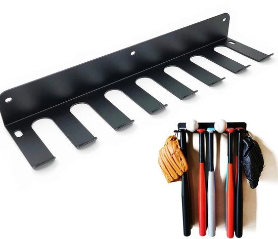 Rack di stoccaggio metallico per mazze da baseball, supporto per display da baseball, semplice appoggio per mazze, base per baseball.