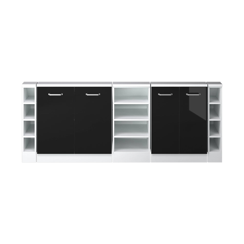 Set di mobili sottotetto Rion Nero lucido/Bianco Set di 5 Vicco