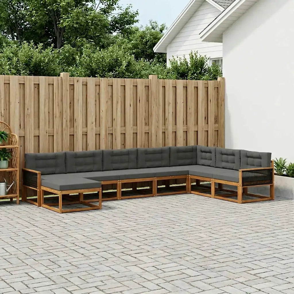 Set di divani da esterno con cuscino 8 pcs Naturale e Antracite