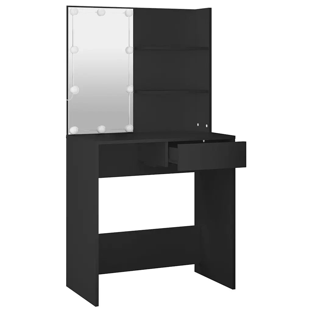 Toeletta | Tavolo da Trucco con LED Nera 74,5x40x141 cm