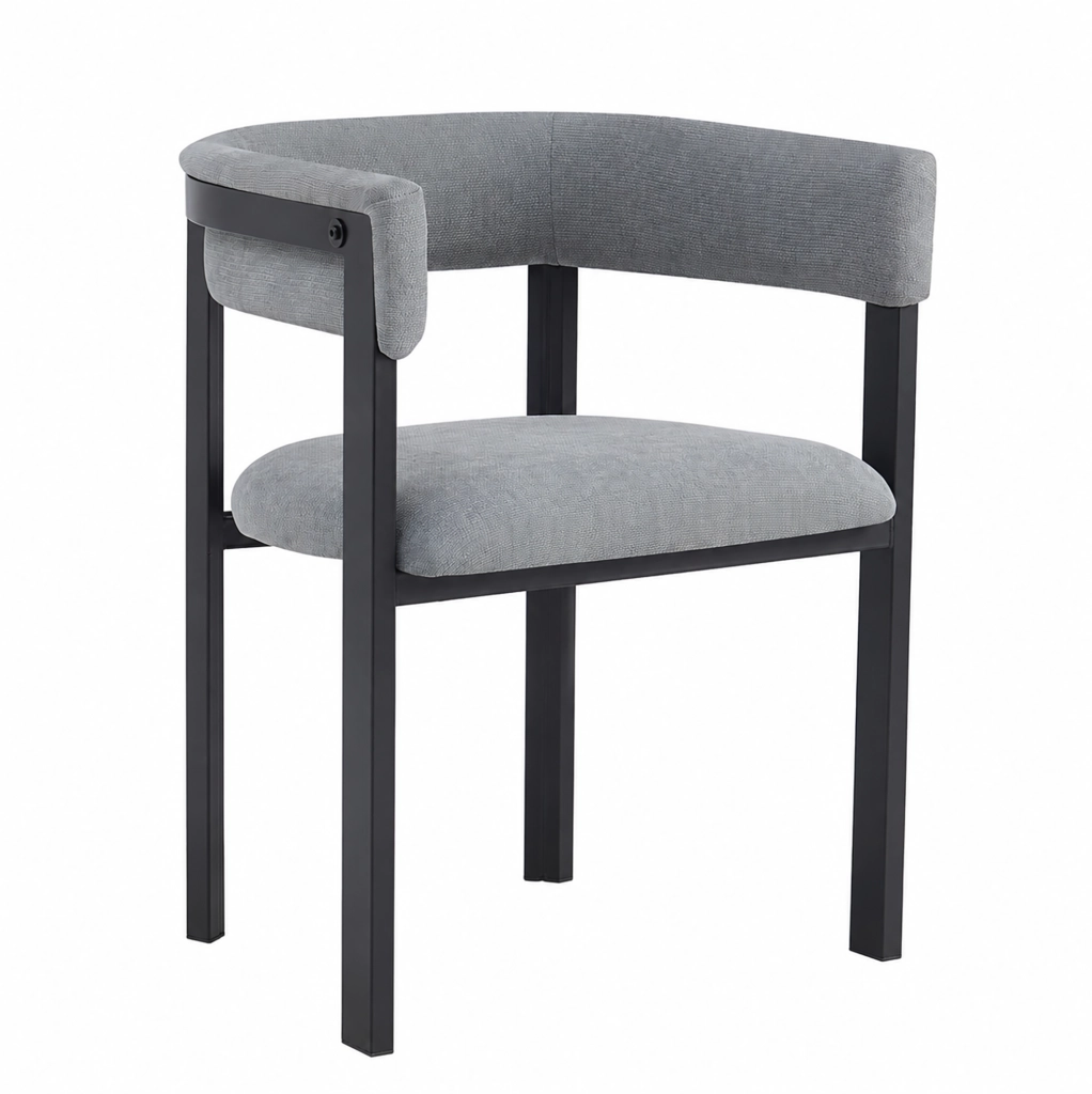 Set di 6 sedie da pranzo moderne in chenille grigio con schienale avvolgente