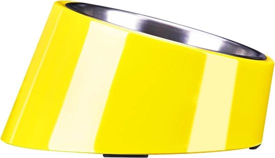 Ciotola per Animali - Ciotola per Cani e Gatti - Pasto Facile - Angolo di 15° - 15.9x15.9x11.4cm - Giallo