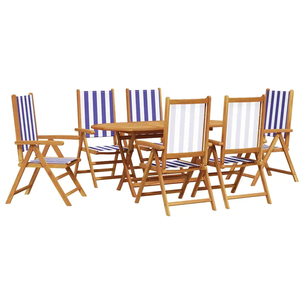 Set da Pranzo per Giardino 7 pcs Blu e Bianco