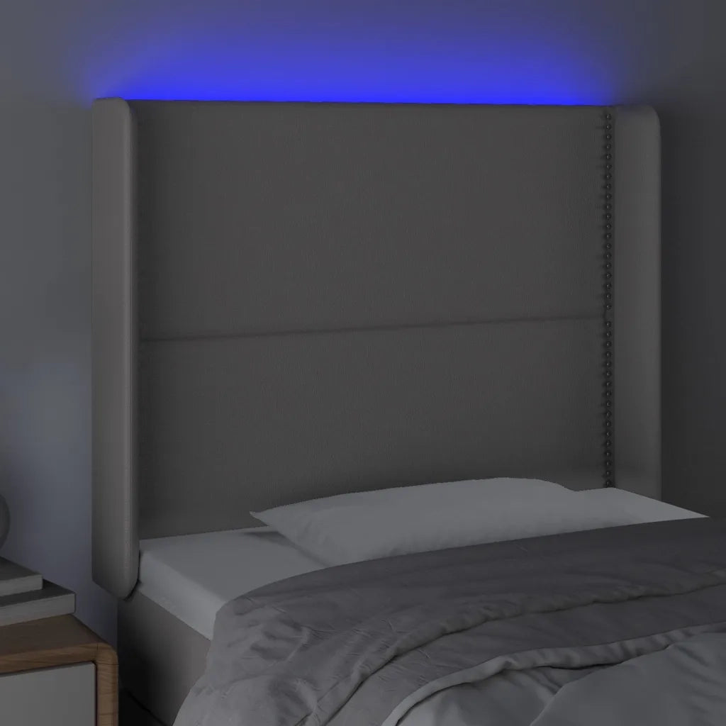 Testiera a LED Grigio 93x16x118/128 cm in Similpelle cod mxl 48614