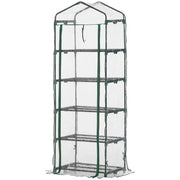 MINI SERRA PER PIANTE A 5 RIPIANI IN ACCIAIO CON COPERTURA IN PVC 69X49X193CM