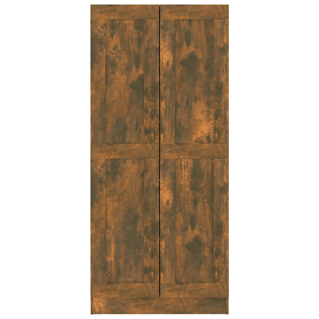 Libreria classica con ampi ripiani 82,5 x 30,5 x 185,5 cm legno composito finitura rovere affumicato 02_0048143