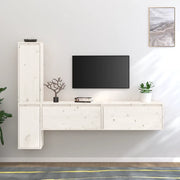 Mobili Porta TV 4 pz Bianchi in Legno Massello di Pino cod mxl 15225
