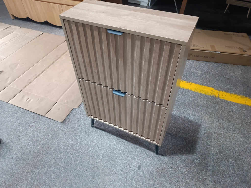 Scarpiera con 2 vani a ribalta e ripiani regolabili, effetto legno naturale, per ingresso e corridoio, rovere