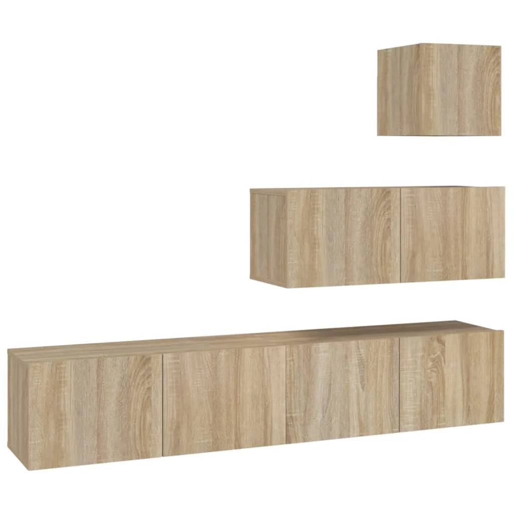 Set di mobili da 4 pezzi tra cui armadio credenza mobile porta TV set per soggiorno/camera da letto legno ingegnerizzato rovere Sonoma marrone 02_0024835