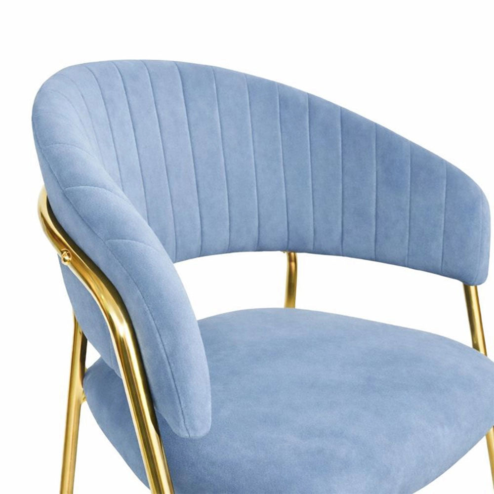 Sedie da sala da pranzo set da 2 Aurelia con schienale in velluto celeste