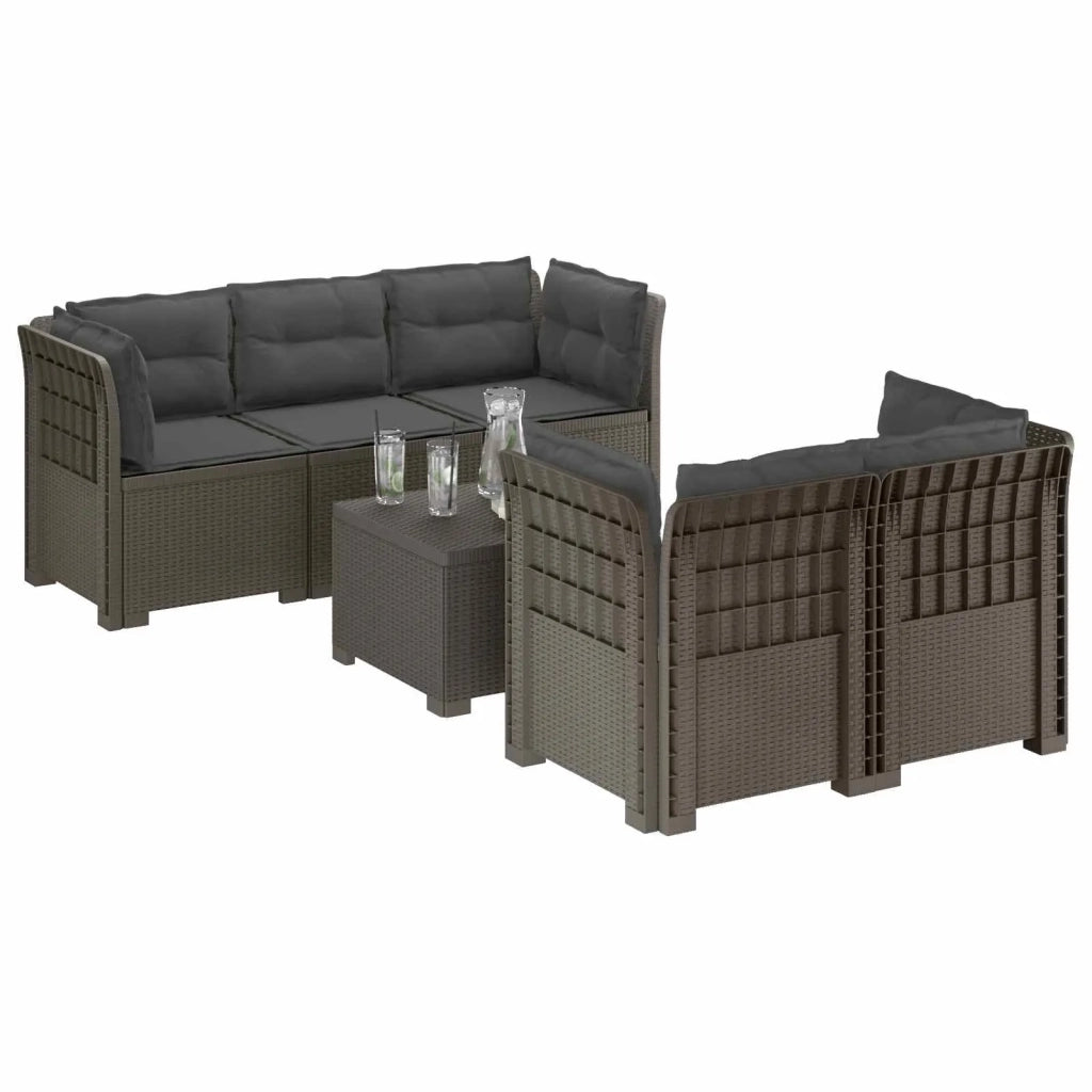 Divano da Giardino 5 Posti con Cuscini Stile Rattan PP 3443919