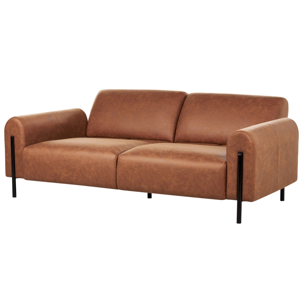 Divano 3 posti rivestito in tessuto marrone dorato schienale regolabile stile moderno