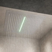 Soffione doccia led a soffitto installazione da incasso con cascata acciaio inox quadro