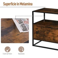 Credenza in Stile Industriale, Comò Vintage in Legno e Metallo per Soggiorno o Camera con 1 Cassetto 73x45.5x76cm
