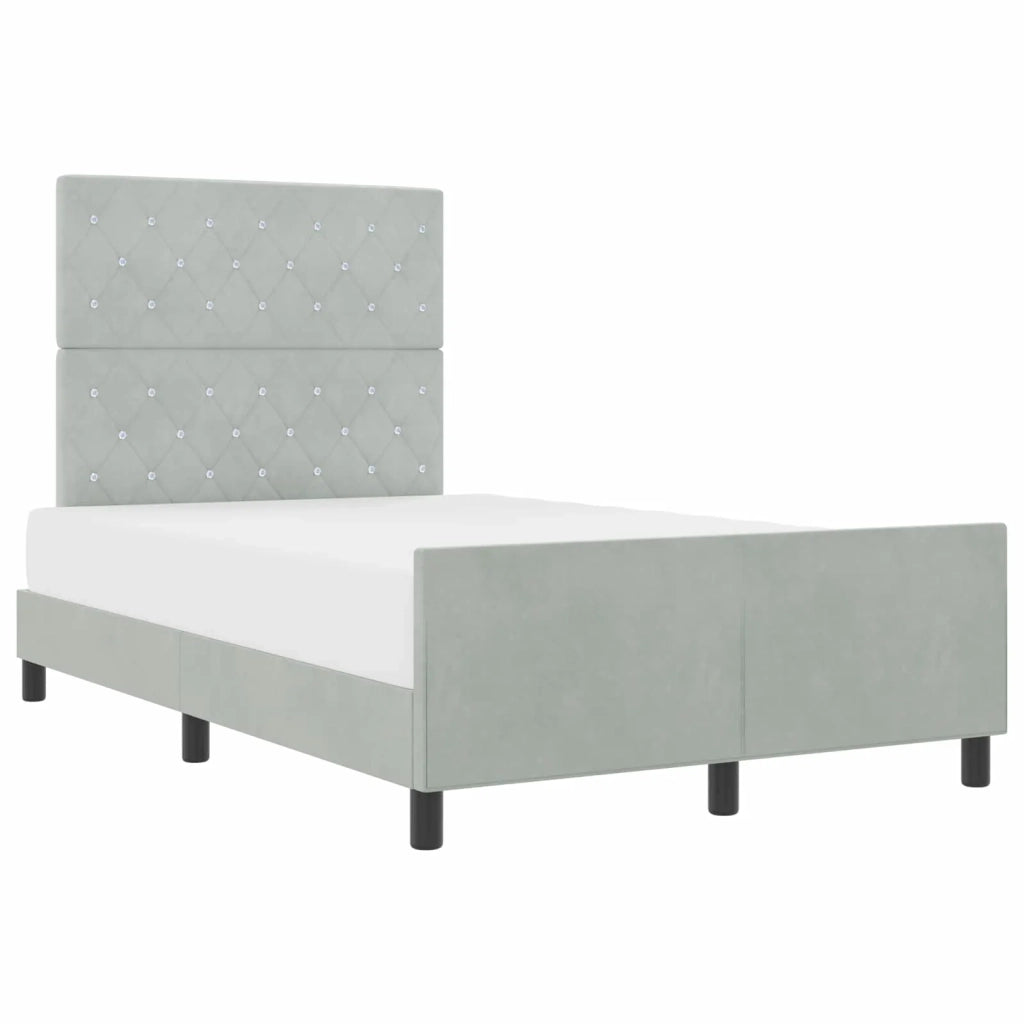 Letto a molle con testiera Grigio chiaro 120 x 200 cm Velluto 3344867