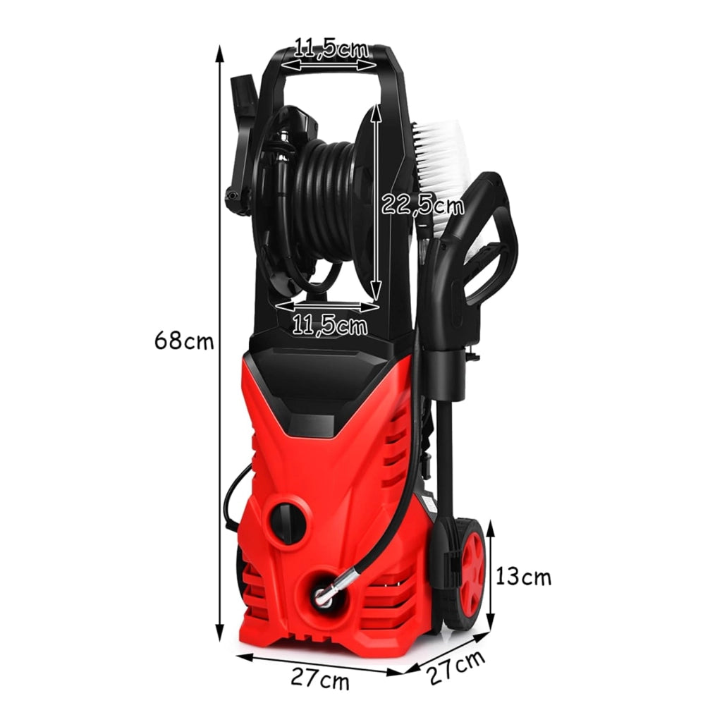 Idropulitrice con 2030 PSI, 5L / Min Idropulitrice Portatile con Ugello Lotus e Ugello ad Alta Pressione, Cavi e Tubi Più lunghi, Adatto per La pulizia di Giardini, Auto,Case (rosso)