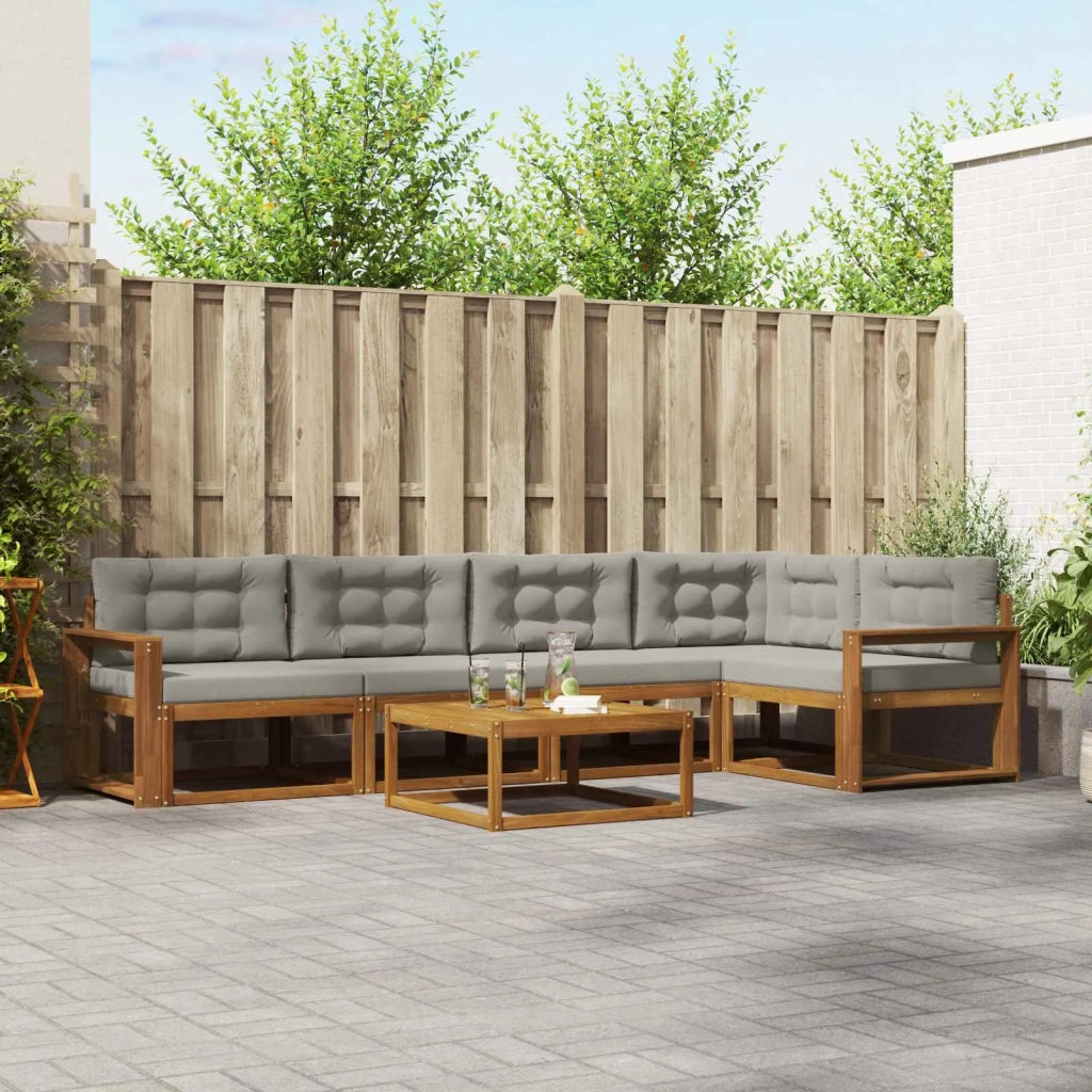Set di divani da esterno 6 pcs Grigio Naturale e Chiaro 3367619