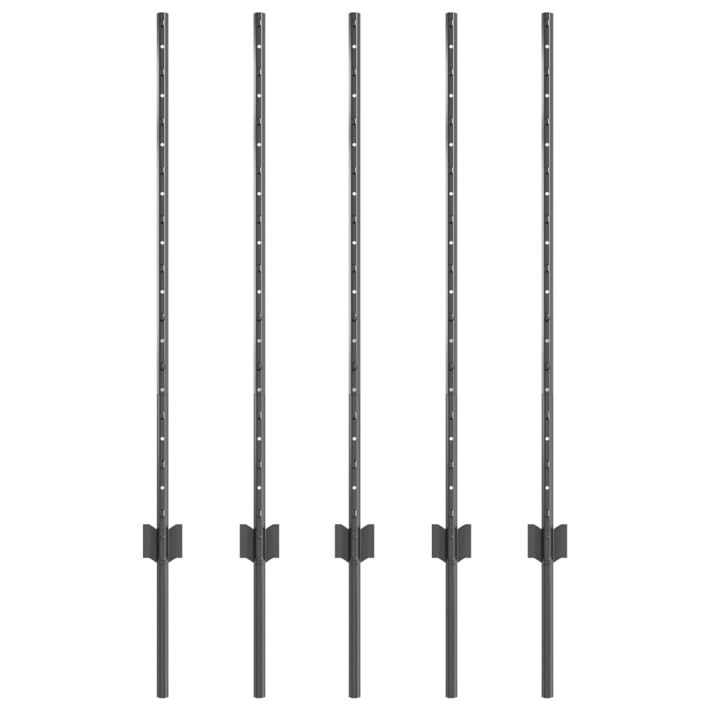 Pali di recinzione 10 pcs Canale a U Grigio 100 cm Acciaio