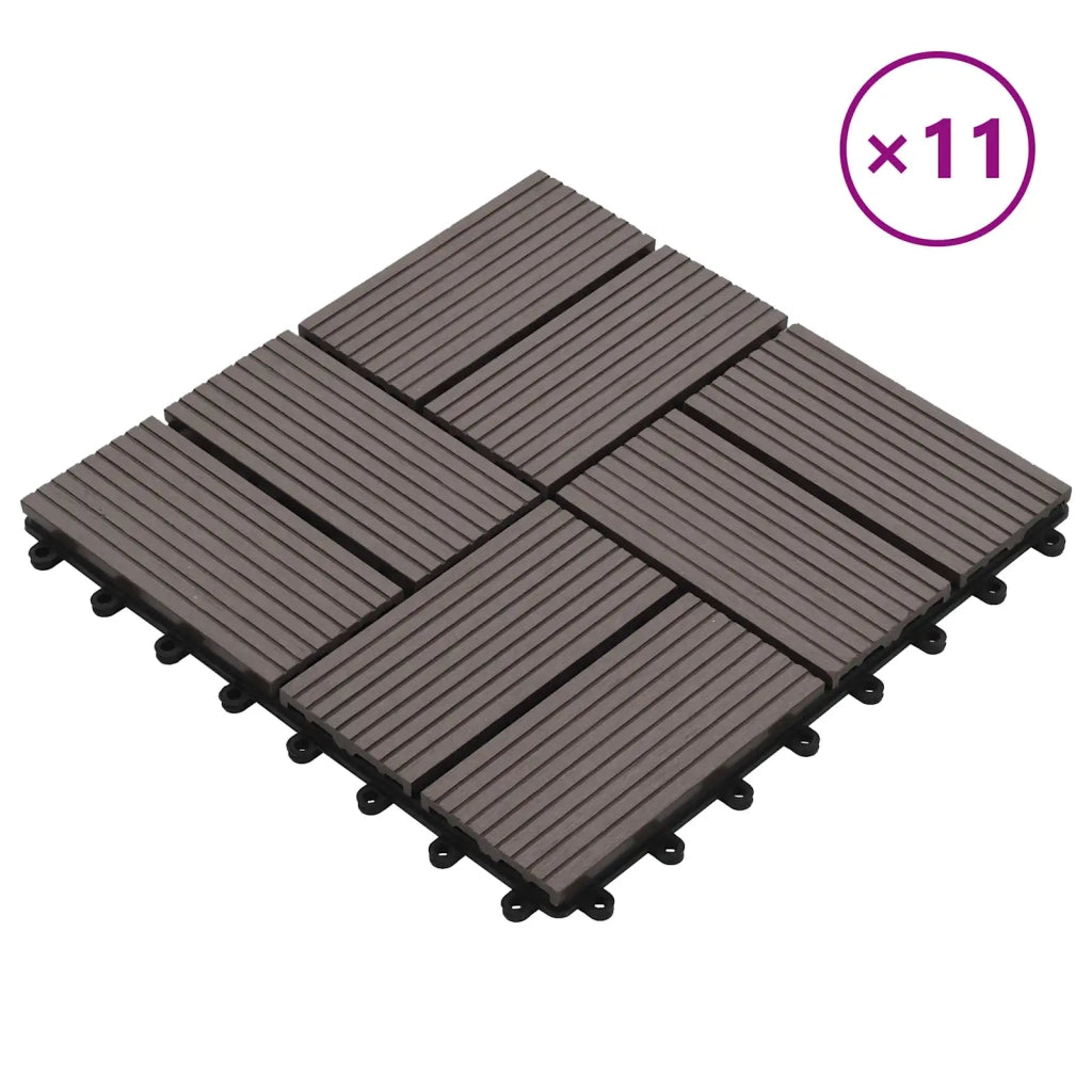 Piastrella per Decking 11 pz Marrone Scuro 30 x 30 cm WPC CFW8295020