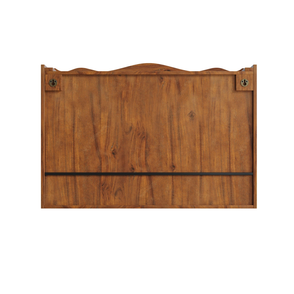 Pensile con 2 Ante Scorrevoli e 3 Ripiani Rimovibili; Stile Retrò; in Legno Massello e Vetro; 90×20×60 cm; Marrone
