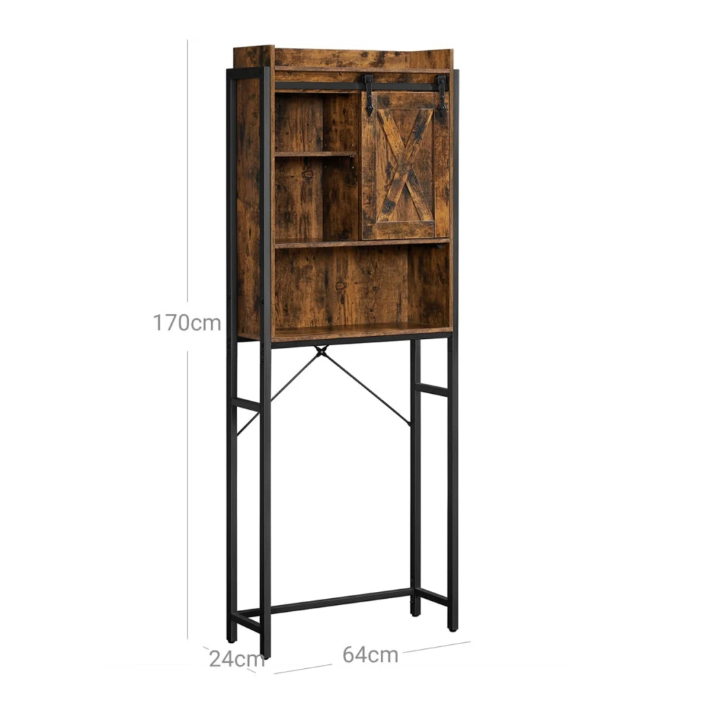 Mensola per WC mobiletto portaoggetti per lavatrice mobiletto stabile struttura in acciaio facile da montare stile industriale 64 x 235 x 170 cm marrone 12_0005814