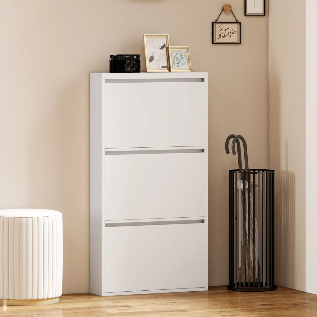 Scarpiera in metallo con 3 ante ¨C Minimal ¨C bianco