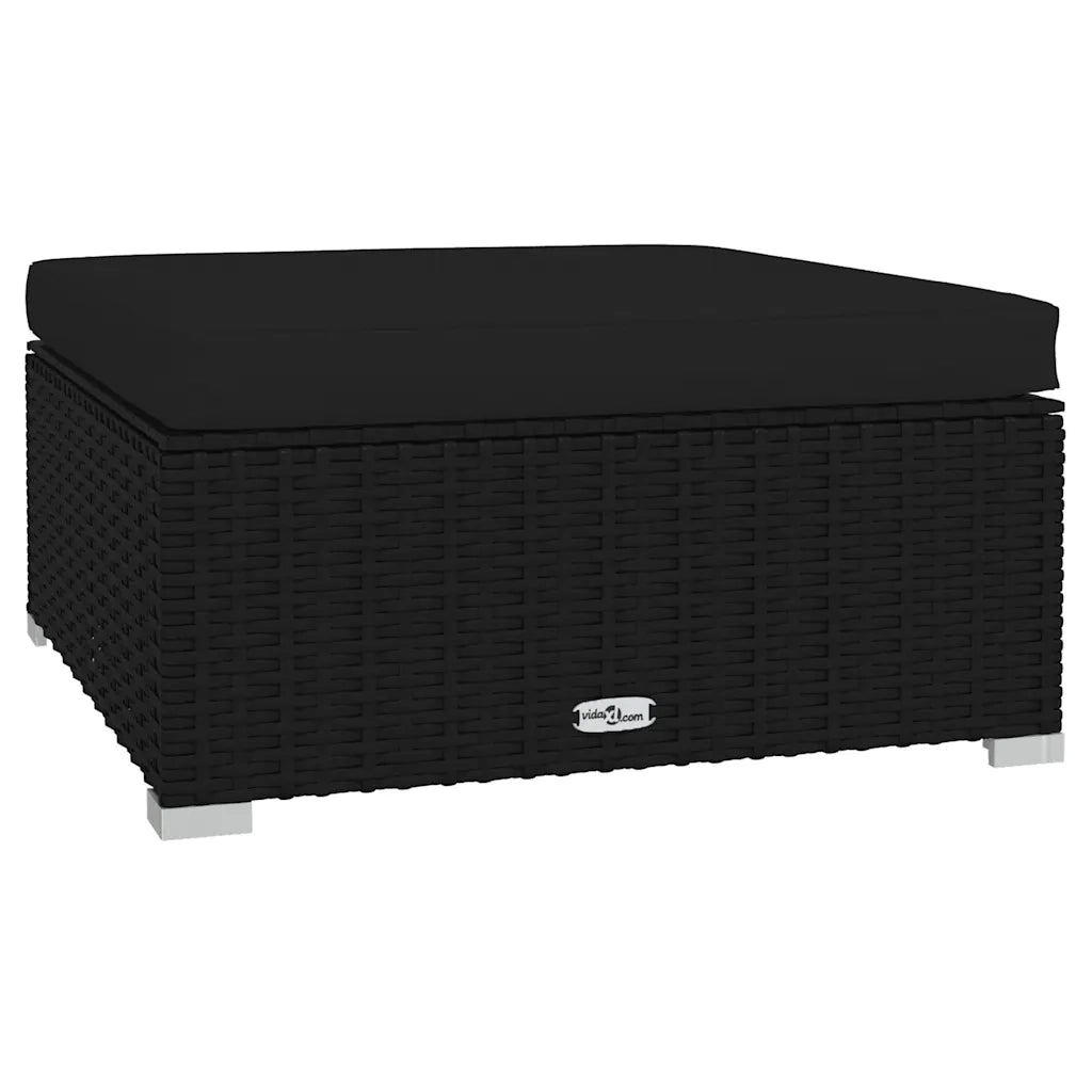 Set Divani da Giardino 4 pz con Cuscini in Polyrattan Nero 3101640