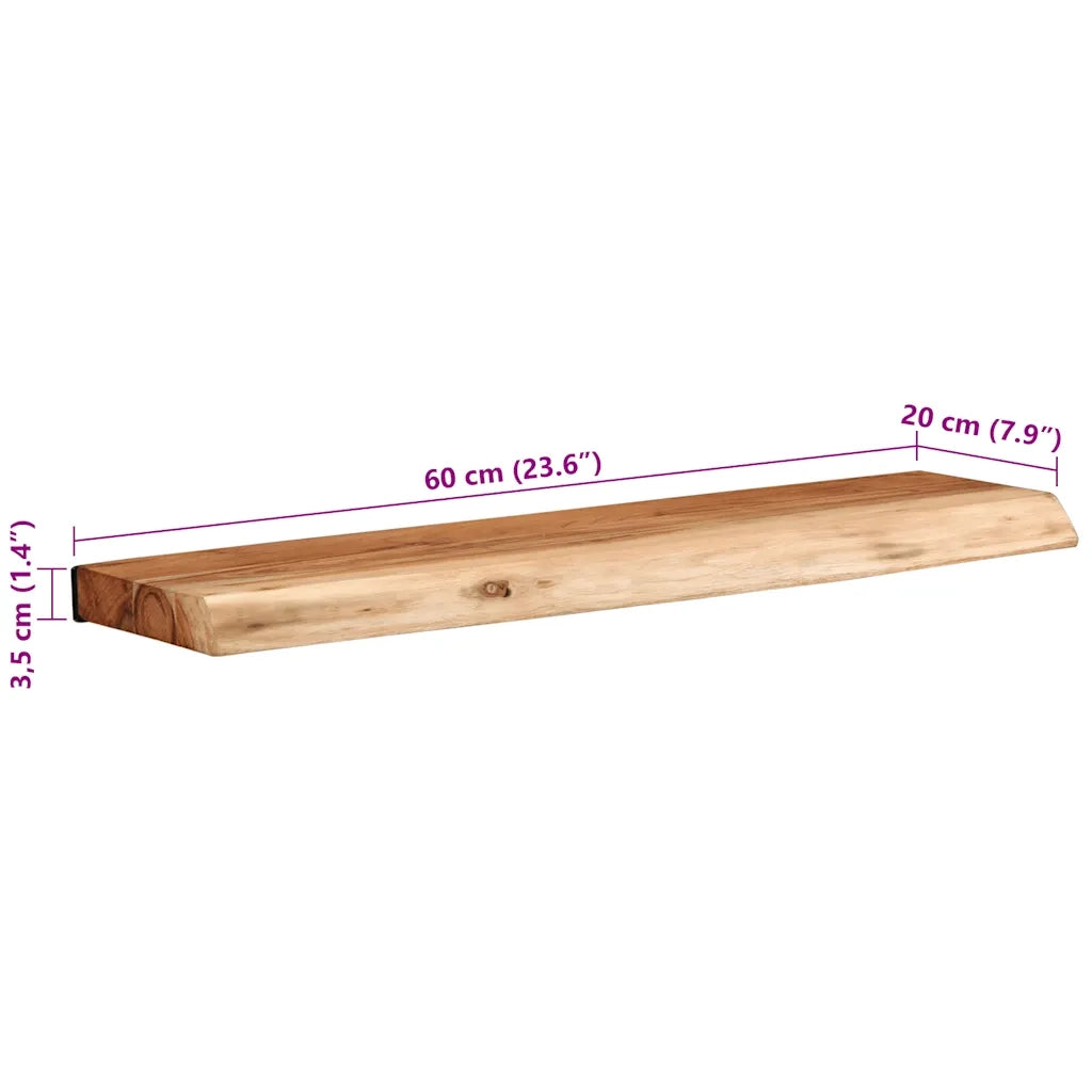 Mensole da Parete 2 pz 60x20x3,5 cm in Legno Massello di Acacia 373625