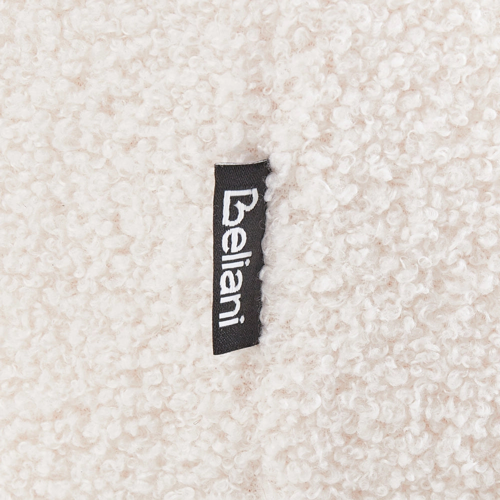 Pouf imbottito in tessuto bouclé color bianco sporco panca da letto sgabello