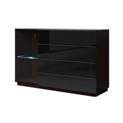 Credenza TONGA 138x87.5x43.5 cm con 4 cassetti, 1 porta e LED, colore wengé