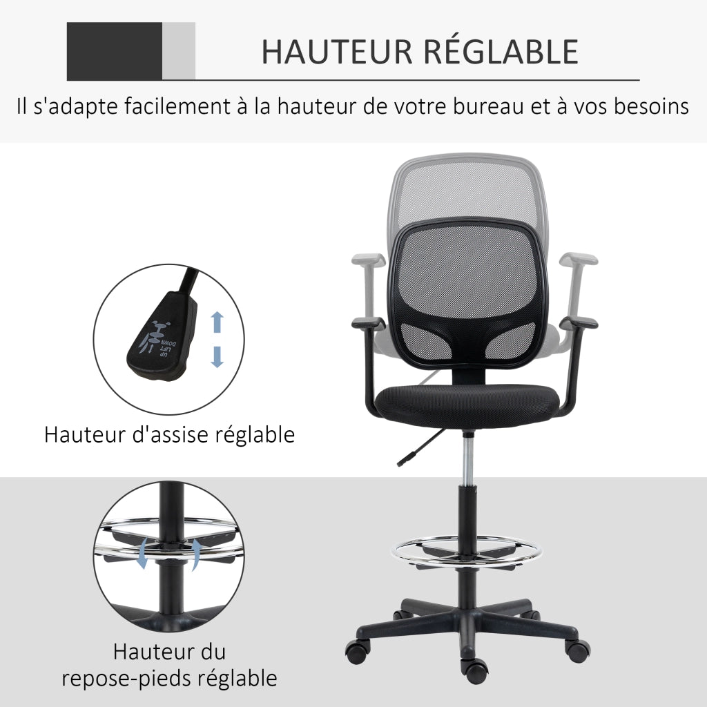 Sedia da ufficio ergonomica ¨C zephmum ¨C nero, rete, regolabile, 60x56x110-132cm