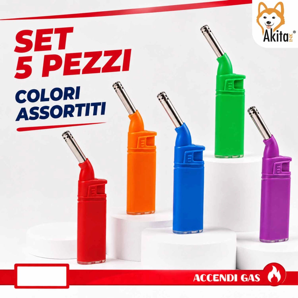 Akitaink Set 5 Accendigas Ricaricabili Beccuccio Inclinato