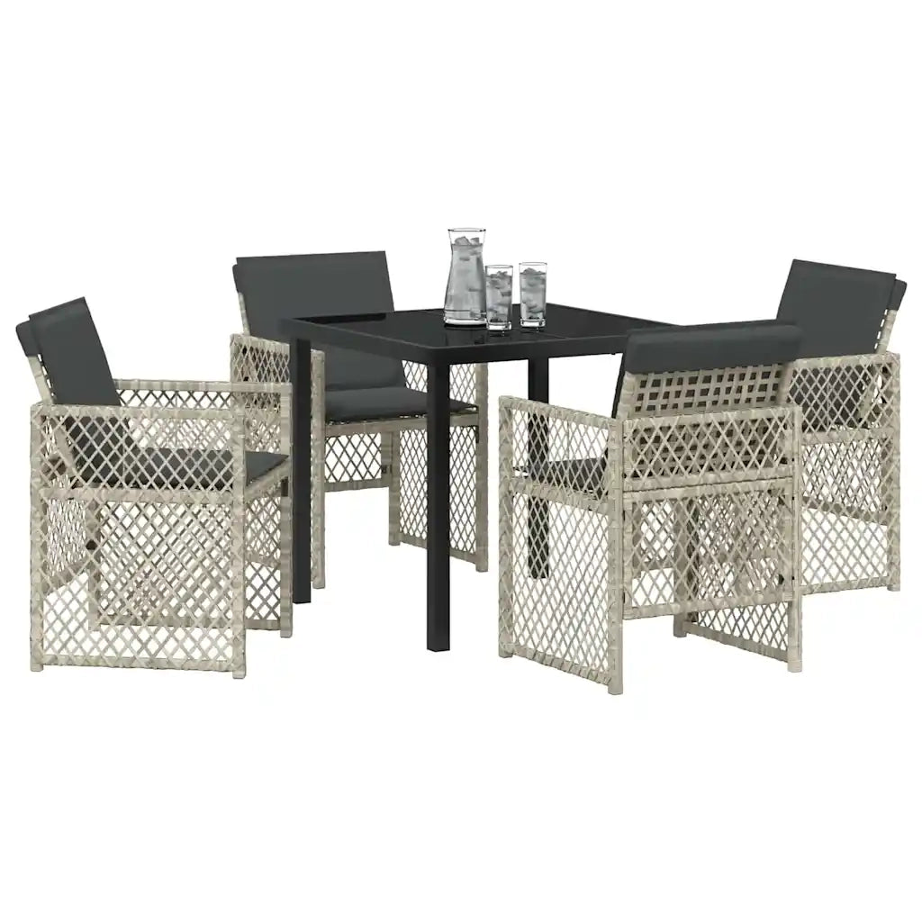 Set da Pranzo per Giardino 5 pcs Grigio chiaro polyrattan 3380637