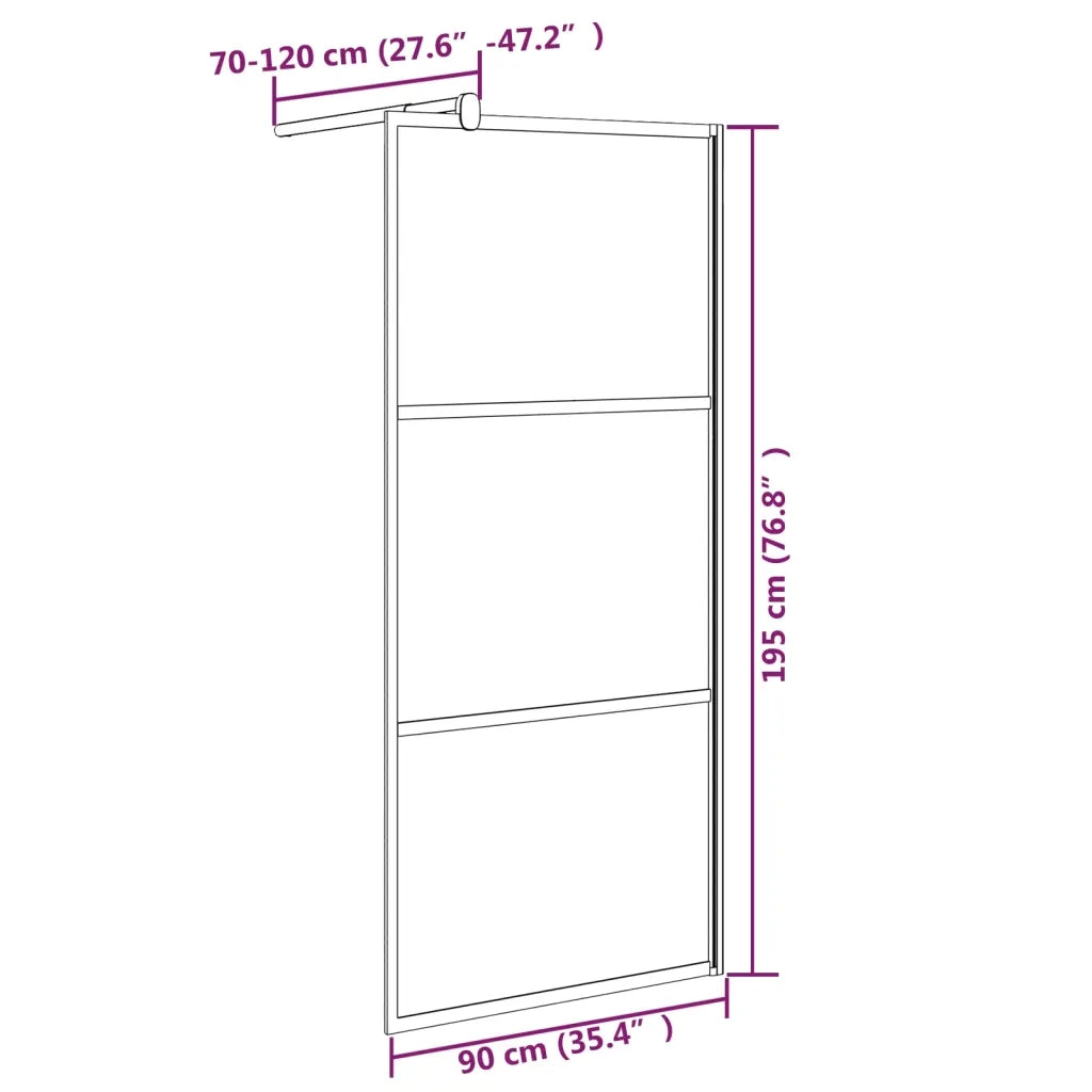 Parete Doccia Walk in 90x195cm Vetro ESG con Design Pietre Nero 151881